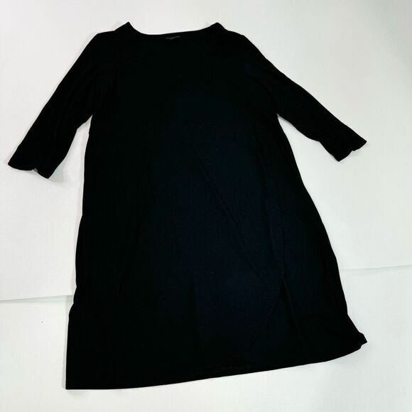 J. Jill Wearever Collection Dress Womens Large Black Solid 3/4 Sleeve Shift Midi - Picture 1 of 10